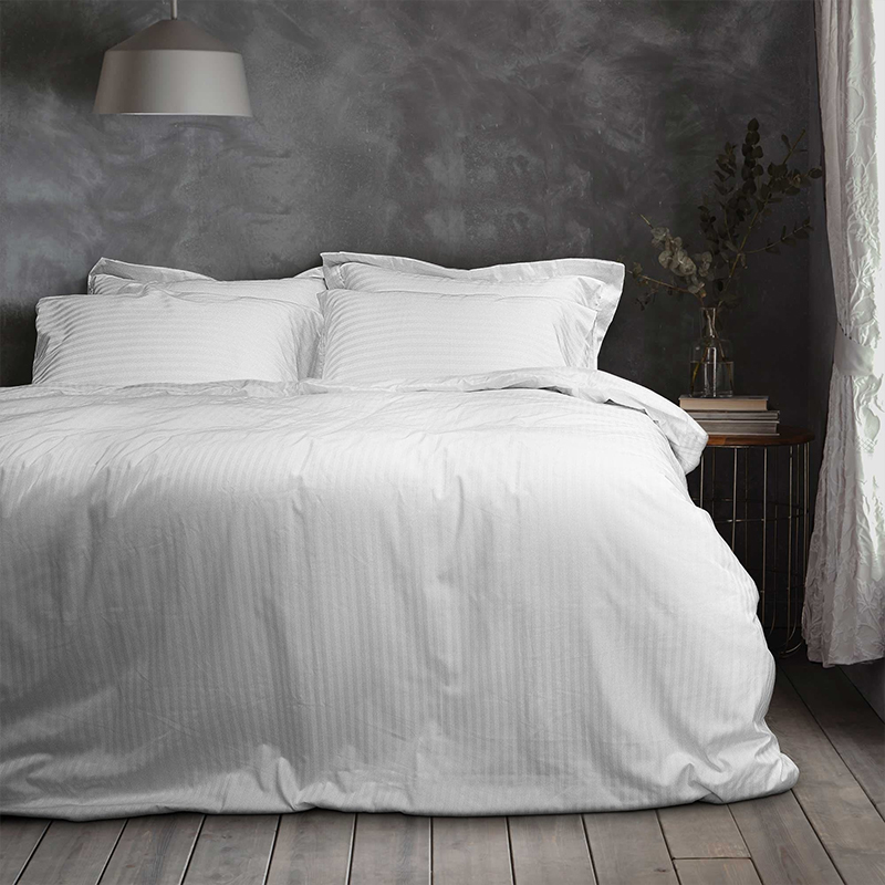 Cotton T300 1 cm Schede da letto bianche a strisce